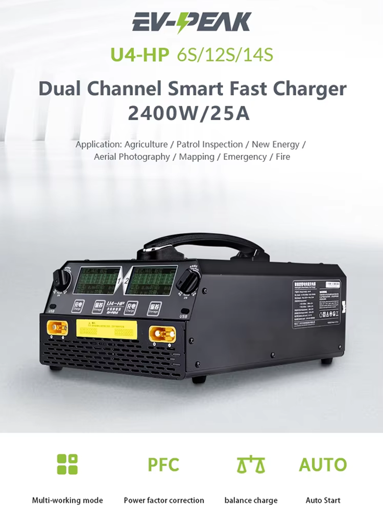 EV-PEAK U4-HP 2400W 25A Dwukan – Drone Charger recenzja i cena